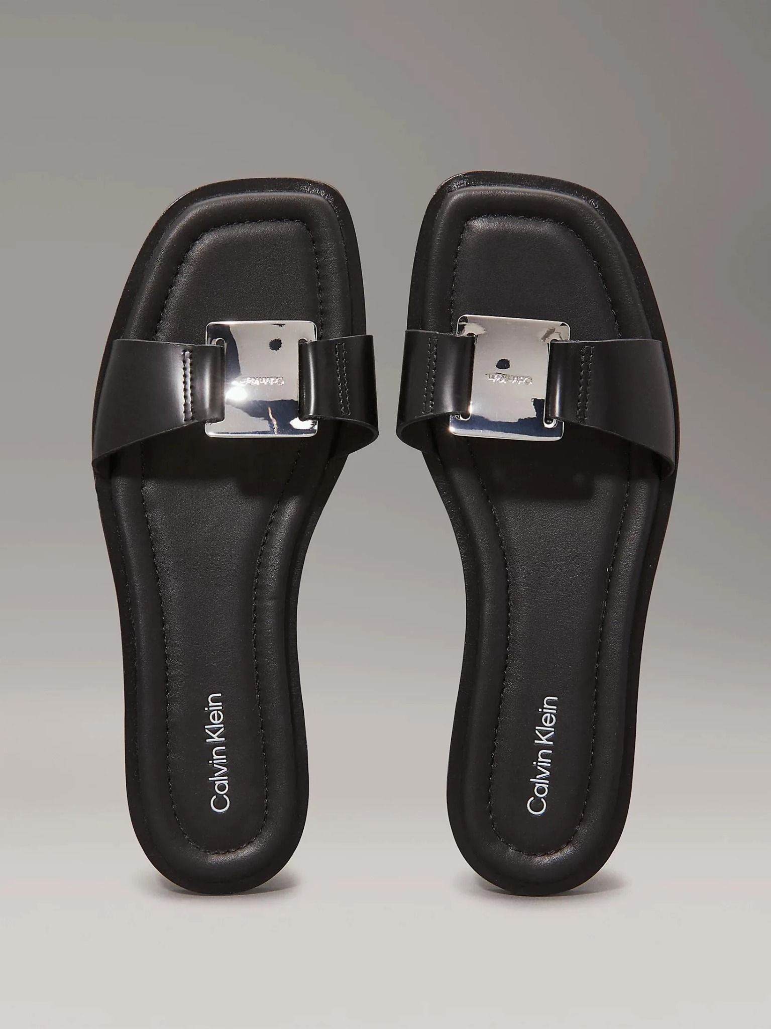 Calvin Klein - Dép quai ngang CK nữ Premium CK Flat Slide Leather