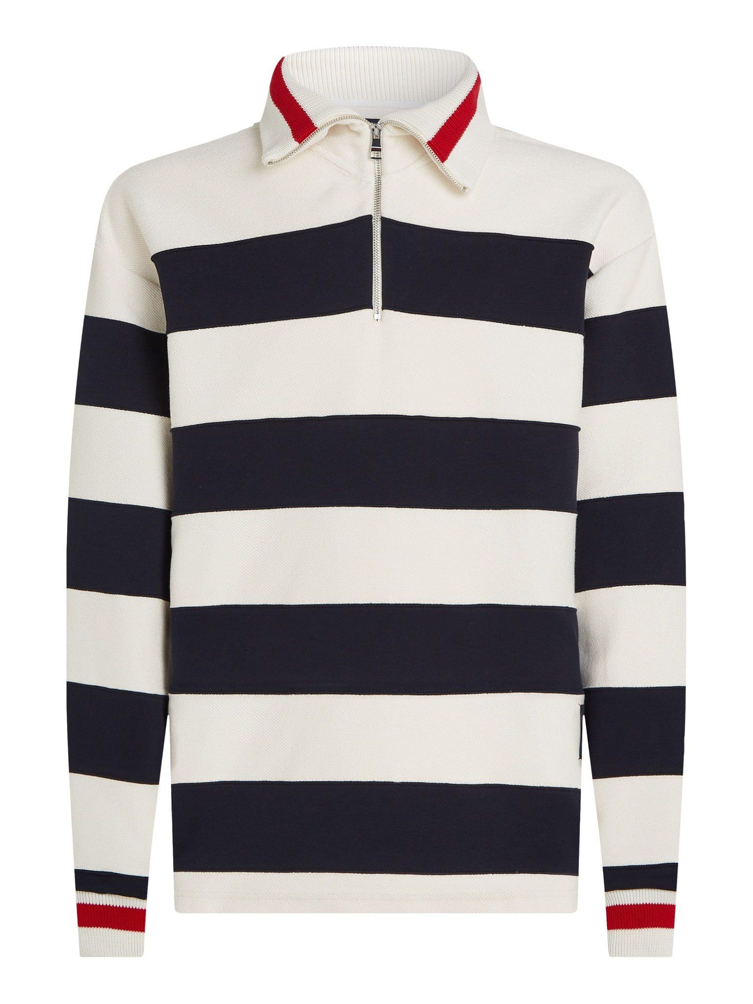 Tommy Hilfiger - Áo polo tay dài nam Boxy Breton Stripe Half Zip