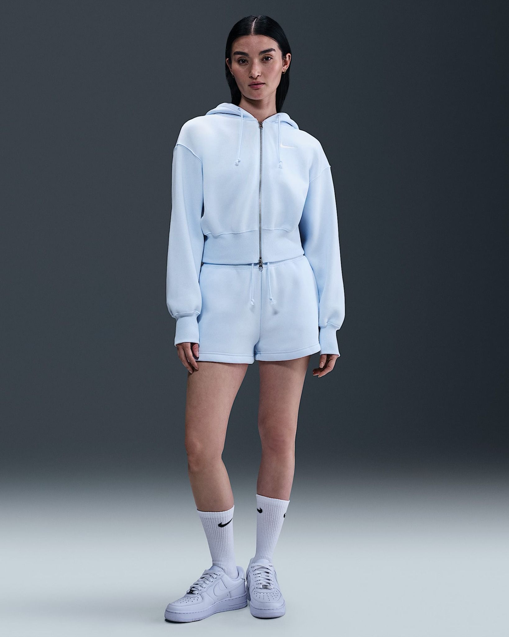 Nike - Áo khoác có mũ trùm đầu Nữ Nike Sportswear Phoenix Fleece Women's Loose Cropped Full-Zip Hoodie