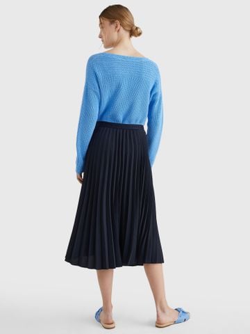 Tommy Hilfiger - Váy nữ Fluid Twill Pleated Midi Skirt