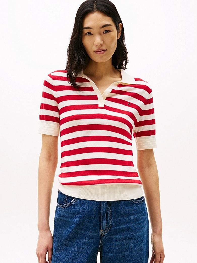 Tommy Hilfiger - Áo len tay ngắn nữ Short Sleeve Polo Jumper