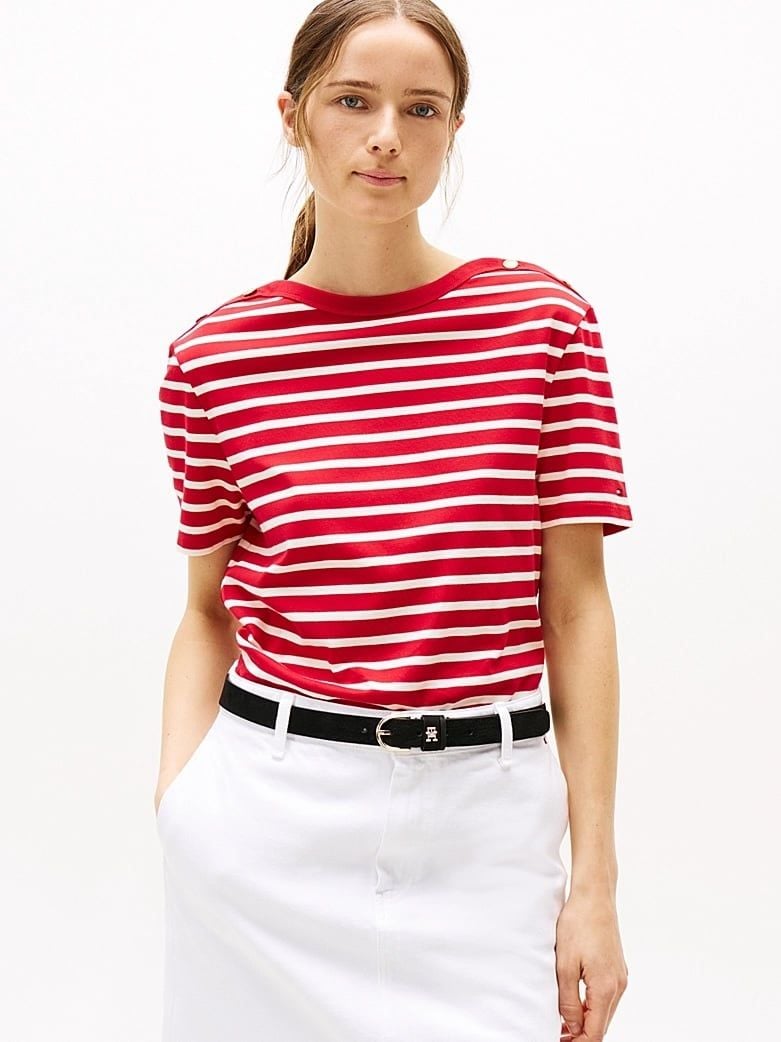 Tommy Hilfiger - Áo thun tay ngắn nữ Gold Button T-Shirt