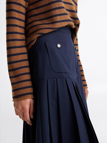 Tommy Hilfiger - Váy nữ Wool Blend Pleated Midi Skirt
