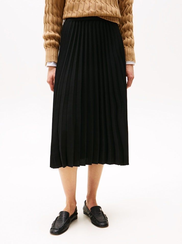 Tommy Hilfiger - Váy nữ Logo Waistband Pleated Midi Skirt