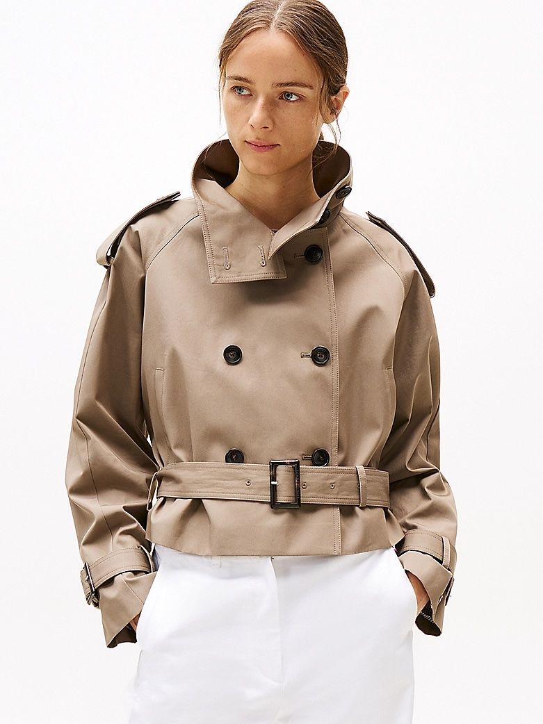 Tommy Hilfiger - Áo khoác tay dài nữ Cropped Trench Coat