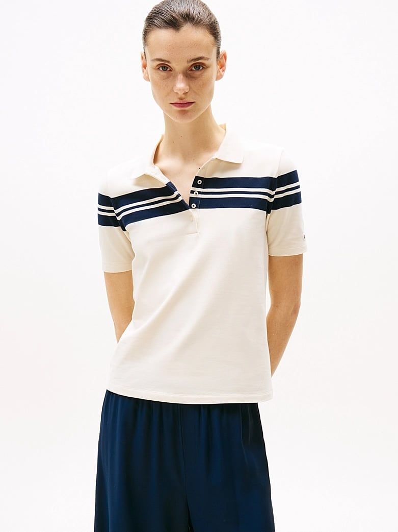 Tommy Hilfiger - Áo polo tay ngắn nữ Slim Block Stape Polo