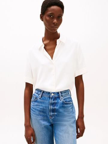 Tommy Hilfiger - Áo sơ mi tay ngắn nữ Relaxed Fit Short Sleeve Shirt