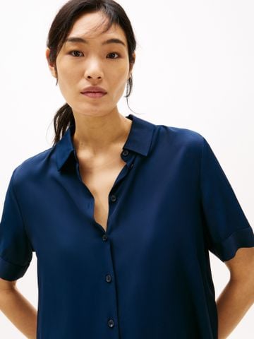 Tommy Hilfiger - Áo sơ mi tay ngắn nữ Relaxed Fit Short Sleeve Shirt