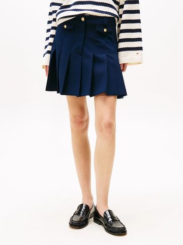 Tommy Hilfiger - Váy nữ Gold-Tone Button Mini Pleated Skirt