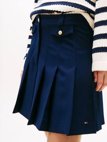 Tommy Hilfiger - Váy nữ Gold-Tone Button Mini Pleated Skirt