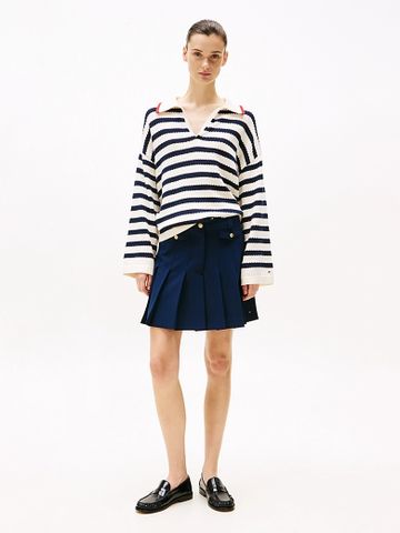 Tommy Hilfiger - Váy nữ Gold-Tone Button Mini Pleated Skirt