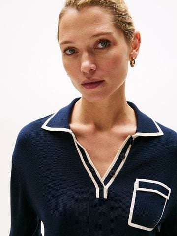 Tommy Hilfiger - Áo len tay dài nữ Contrast Polo Jumper With Silk - 4
