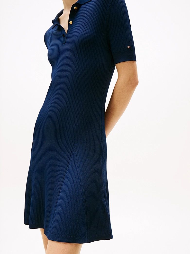 Tommy Hilfiger - Đầm nữ Ribbed Mini Polo Dress
