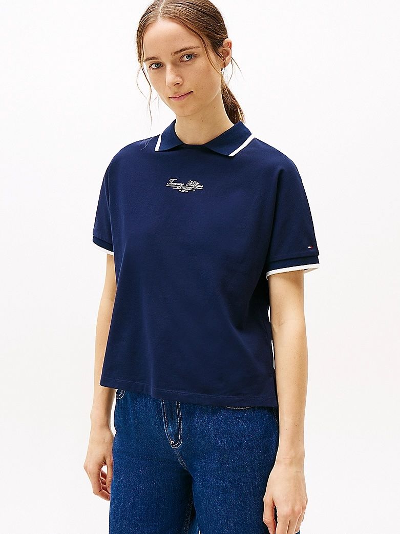 Tommy Hilfiger - Áo polo tay ngắn nữ Logo Crew Neck Polo Shirt