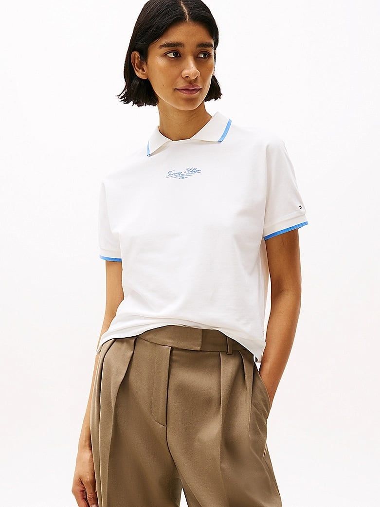 Tommy Hilfiger - Áo polo tay ngắn nữ Logo Crew Neck Polo Shirt