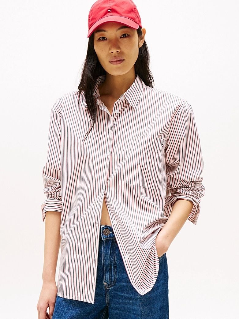 Tommy Hilfiger - Áo sơ mi tay dài nữ Oversized Fit Stripe Shirt