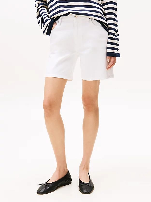 Tommy Hilfiger - Quần ngắn nữ White Mid Rise Denim Shorts