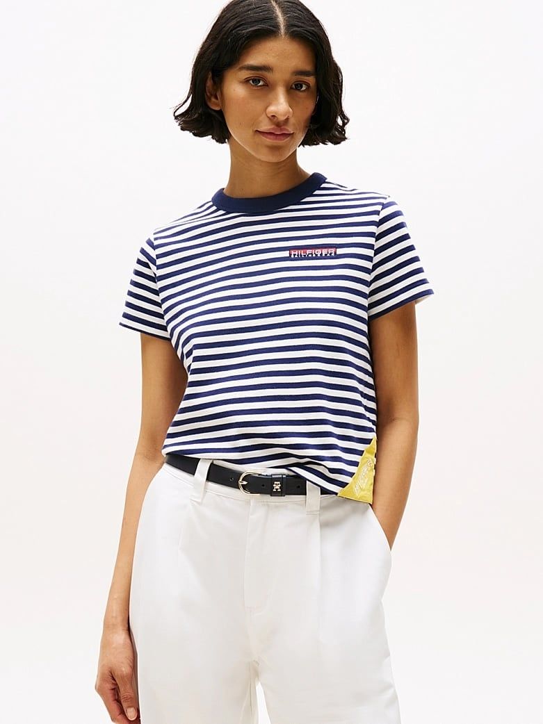 Tommy Hilfiger - Áo thun tay ngắn nữ Hilfiger Sailing Breton Stripe Relaxed T-Shirt