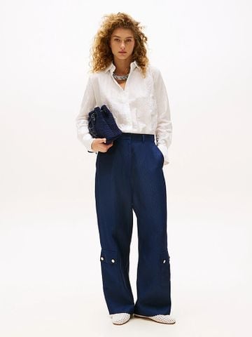 Tommy Hilfiger - Áo sơ mi tay dài nữ The Runway Collection Silk Blend Regular Shirt