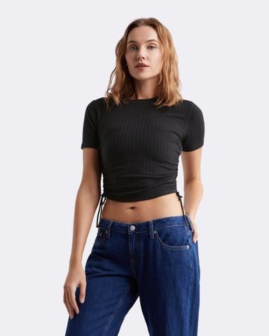 Calvin Klein - Áo tay ngắn nữ Ruched Rib Knit Tee