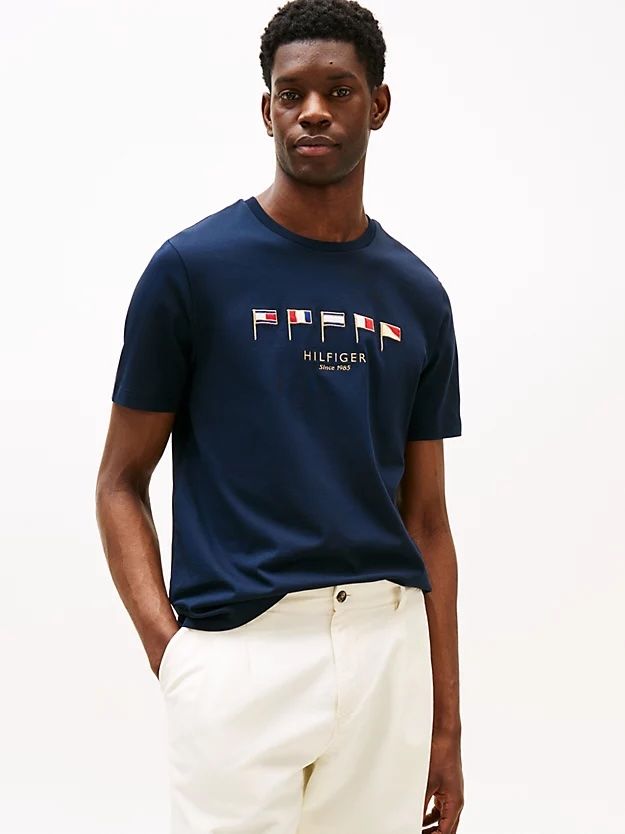 Tommy Hilfiger - Áo thun tay ngắn nam Multi-Flag Embroidery Crew Neck T-Shirt