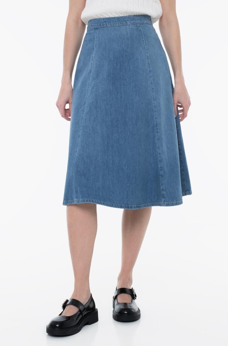 Tommy Hilfiger - Váy nữ Denim Midi Flared Skirt