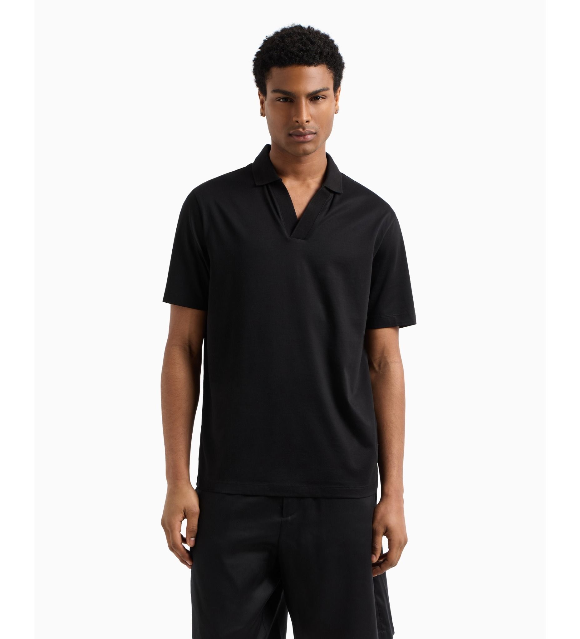 Armani Exchange - Áo thun có cổ nam Ax Short sleeve polo shirt black
