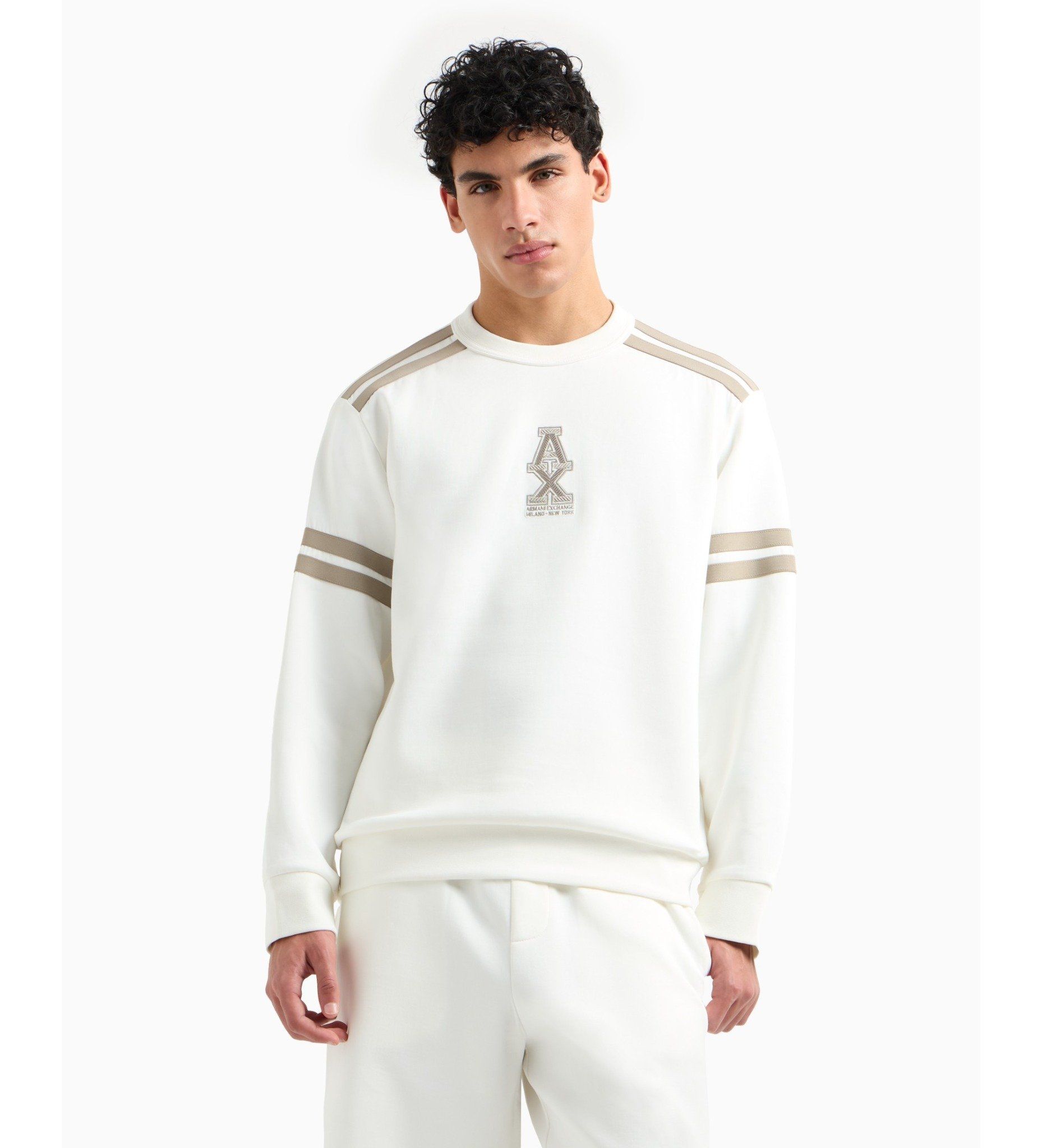 Armani Exchange - Áo nỉ tay dài nam Ax White crew neck sweatshirt