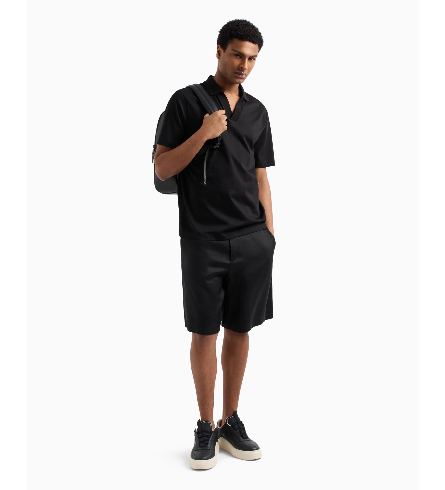 Armani Exchange - Áo thun có cổ nam Ax Short sleeve polo shirt black
