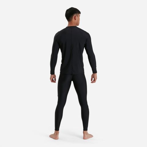 Speedo - Áo bơi tay dài nam Long-Zip Sun Top Black Swimming