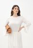 Armani Exchange - Áo thời trang tay dài Nữ Ax Women's Ivory Blouse with Logo Print