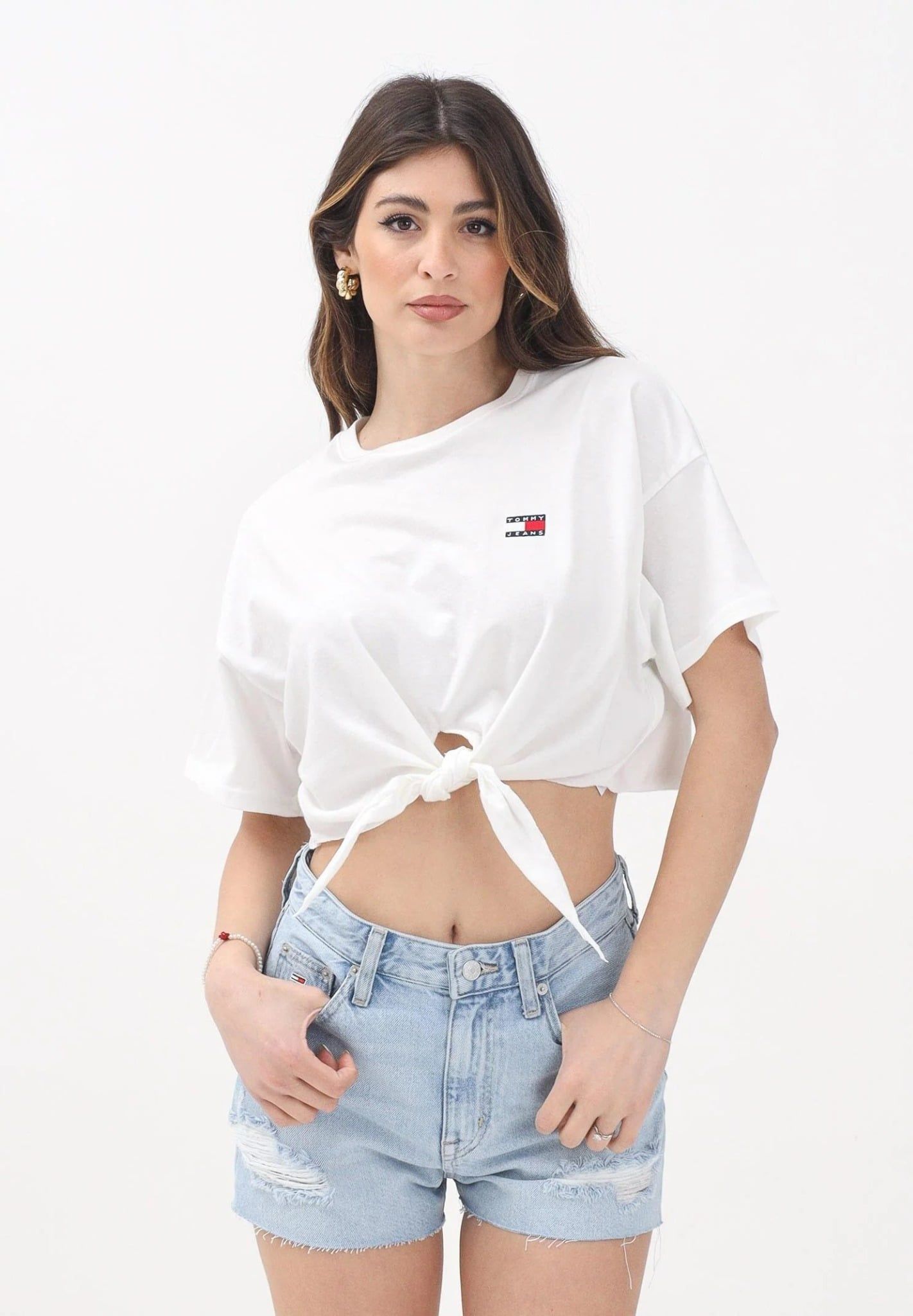 Tommy Hilfiger - Áo thun tay ngắn nữ TH Regular Waist Tie Badge Tee