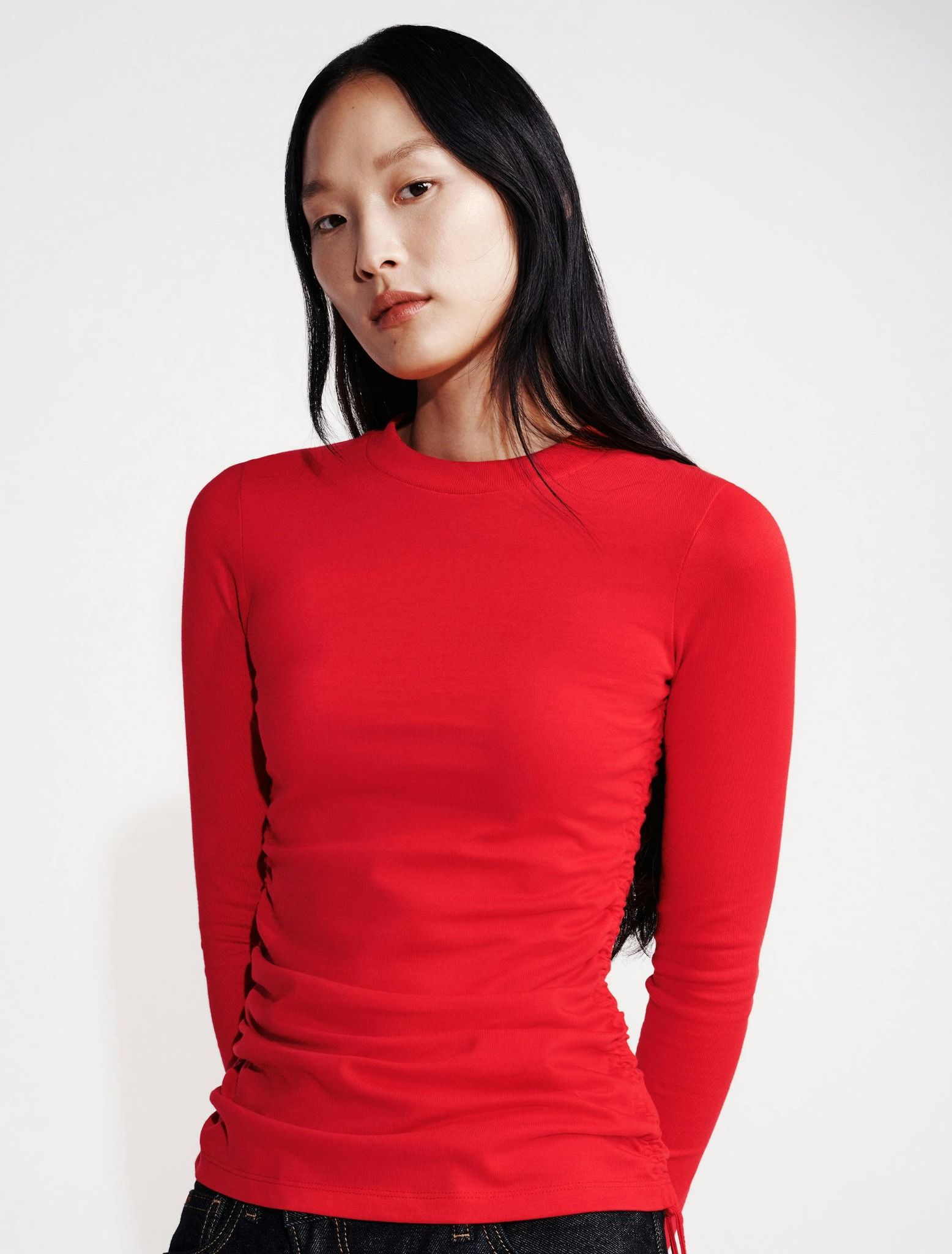 Calvin Klein - Áo tay dài thời trang CK nữ Ruched Slim T-Shirt