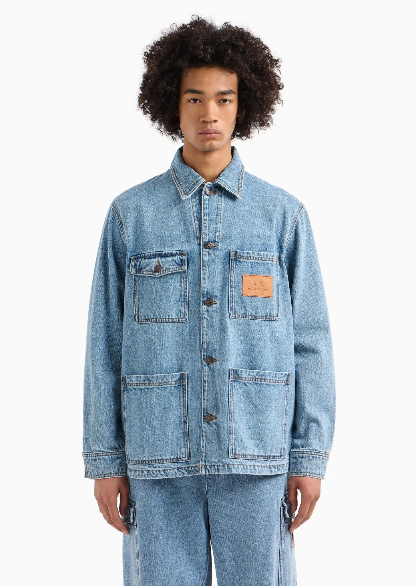 Armani Exchange - Áo khoác jeans nam Ax Blouson Denim Jacket