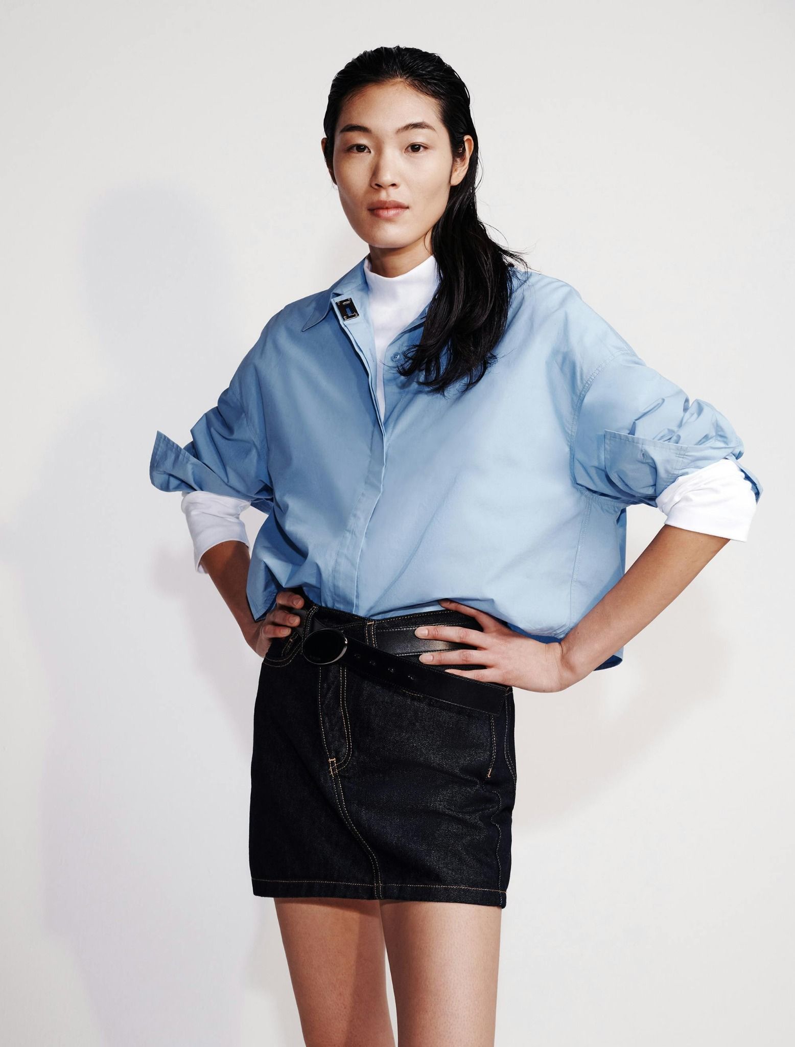 Calvin Klein - Váy jean CK nữ Denim Asymmetric Waist Mini Skirt