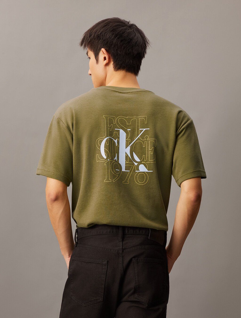 Calvin Klein - Áo nỉ tay ngắn CK nam Back Monogram Short Sleeve Sweatshirt