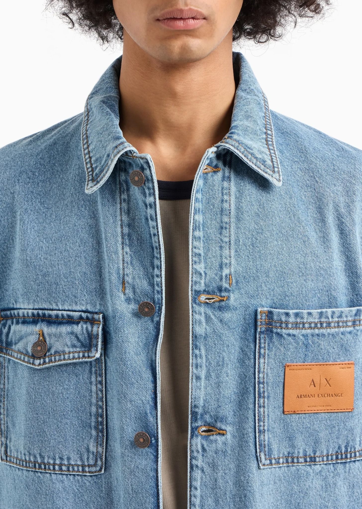 Armani Exchange - Áo khoác jeans nam Ax Blouson Denim Jacket