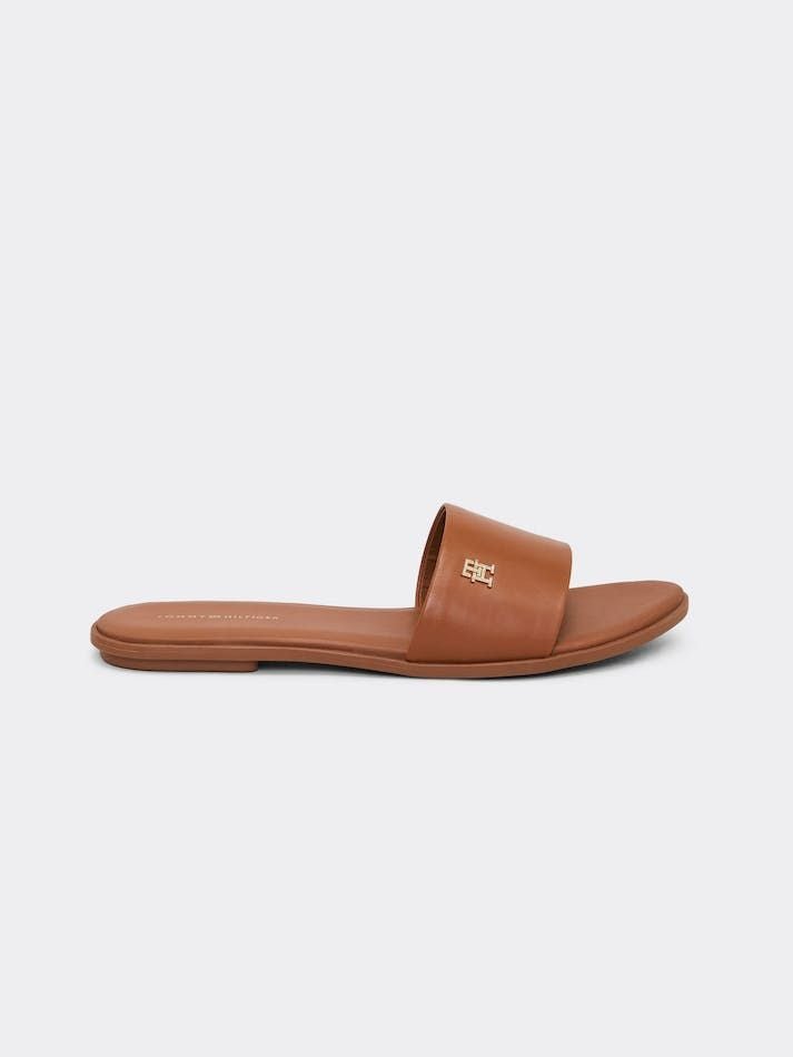 Tommy Hilfiger - Dép quai ngang nữ Essential Leather Flat Slip-On Mule Sandals