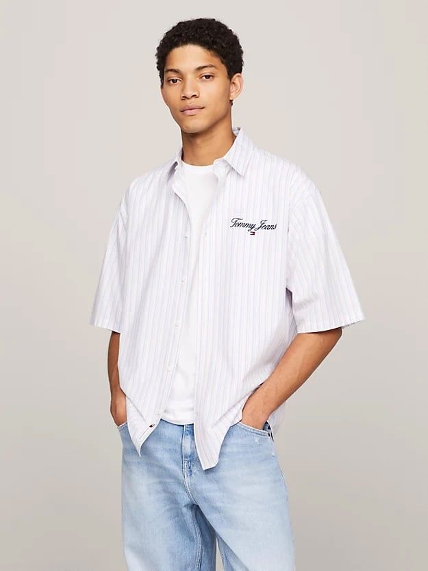 Tommy Hilfiger - Áo sơ mi tay dài nam Stripe Relaxed Short Sleeve Shirt |