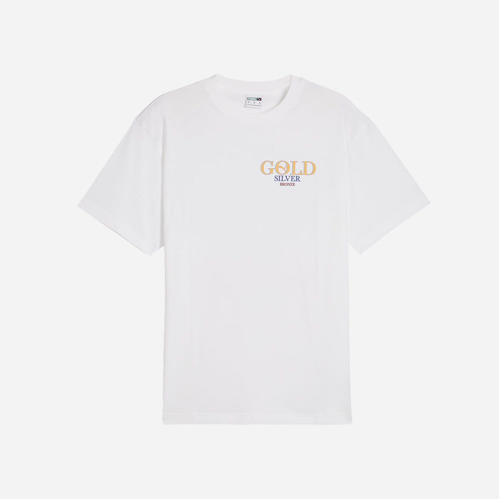 Puma - Áo thun nam nữ Graphics Fastest Lifestyle Tee