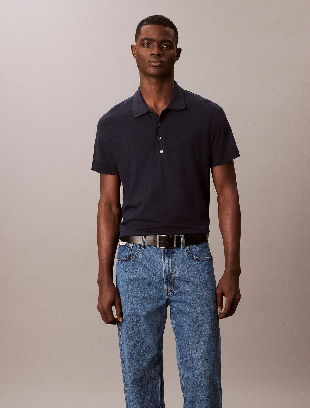 Calvin Klein - Áo polo tay ngắn nam CK Fine Knit Lyocell Blend Polo Shirt