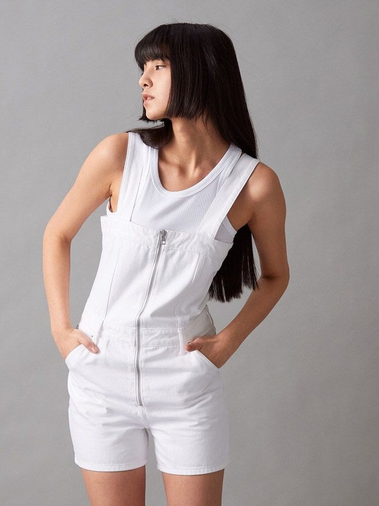 Calvin Klein Đầm jeans CK nữ Premium Dungaree Shorts Mua ngay