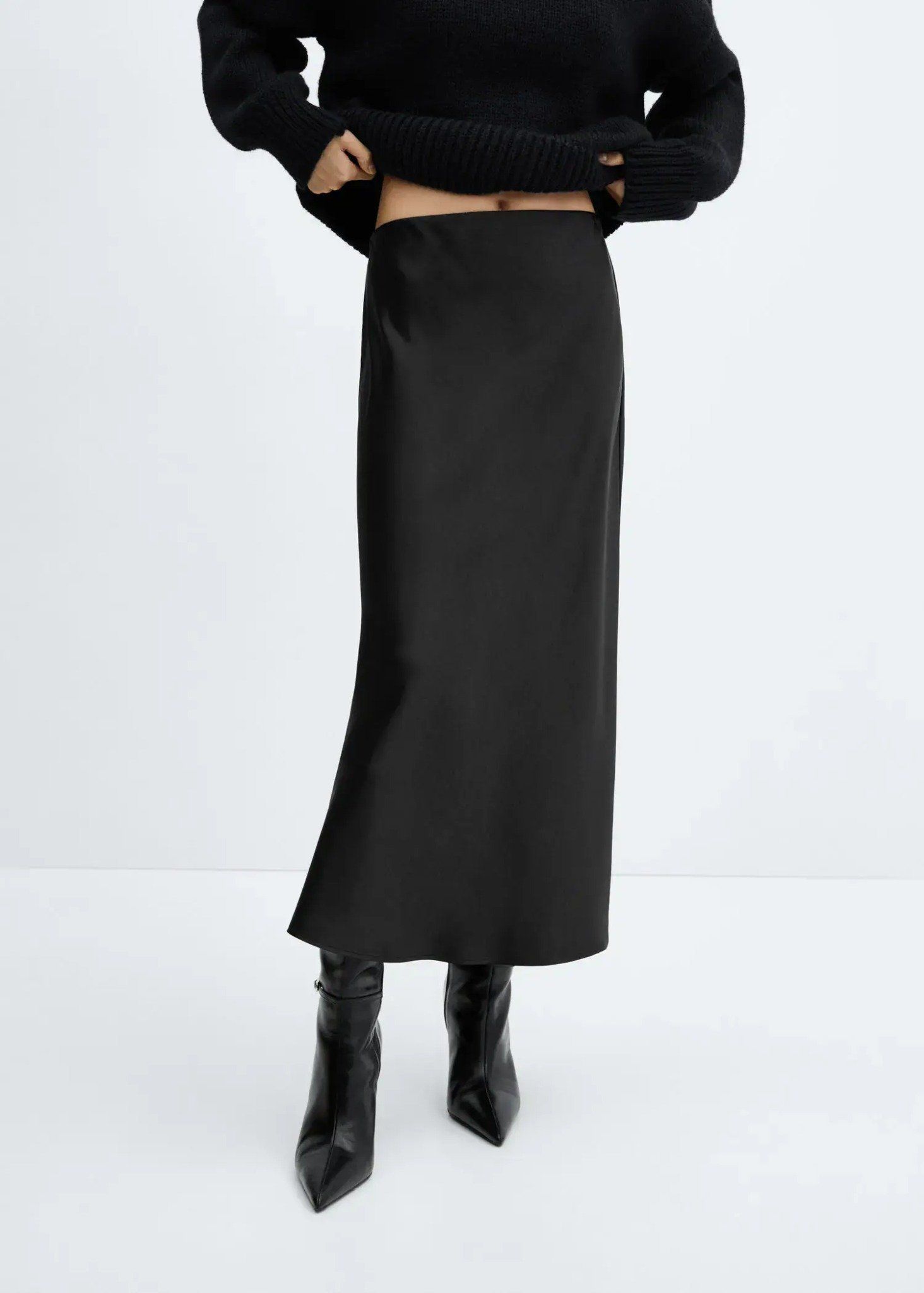 Mango - Chân váy nữ Midi satin skirt