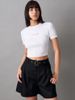 Calvin Klein - Áo len CK nữ Stitch detail Premium cropped