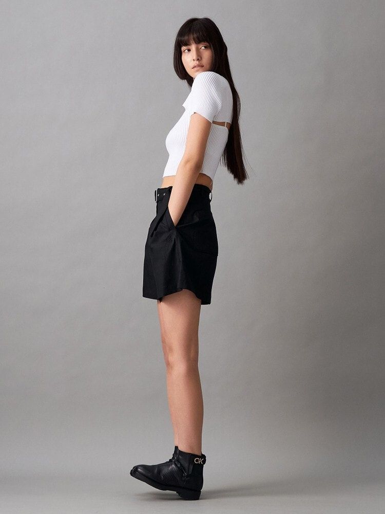 Calvin Klein - Áo len CK nữ Stitch detail Premium cropped