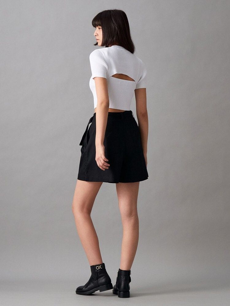 Calvin Klein - Áo len CK nữ Stitch detail Premium cropped