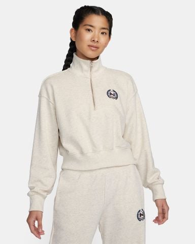 Nike - Áo Tay Dài Thể Thao Nữ Women'S Oversized 1/2-Zip Crop Fleece Sweatshirt