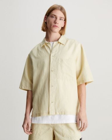 Calvin Klein - Áo sơ mi tay ngắn nam Linen Cotton Short Sleeve Shirt