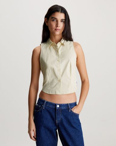 Calvin Klein - Áo sơ mi nữ Cotton Poplin Sleeveless Shirt