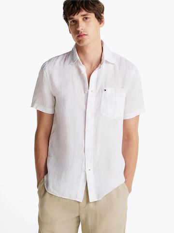 Tommy Hilfiger - Áo sơ mi tay ngắn nam Pigment Dye Linen Solid Shirt